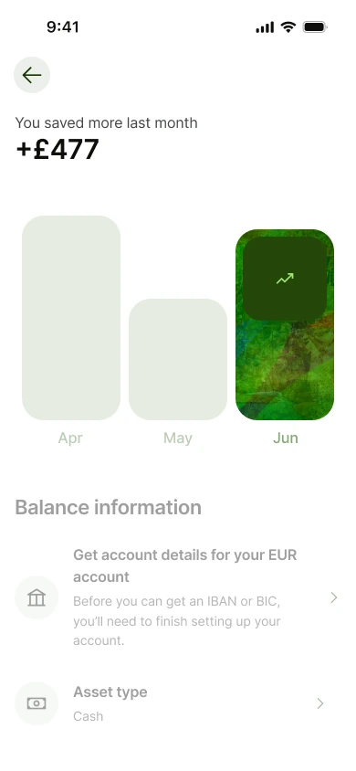 Wise mobile — savings bars